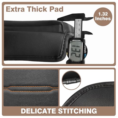 Armrest Cover for Honda CR (11) 23+ |CR-V| Black/Orange Stitching, +Thick)
