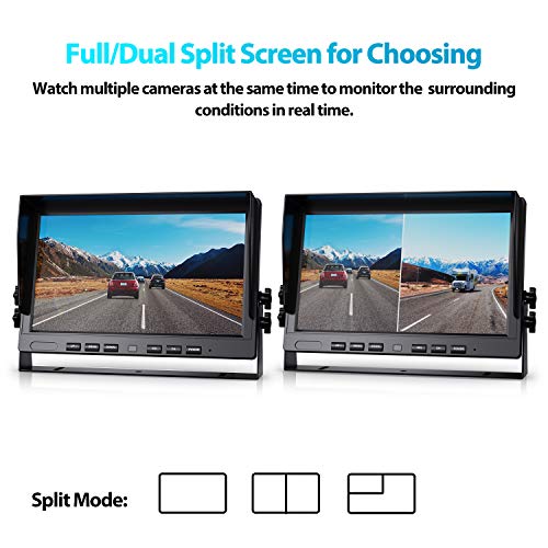 10" HD 1080P Wired Backup Camera with 10" Dual Split Screen Monitor (10-inch / Jet Black)