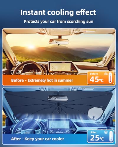 2026 Upgrade] Windshield Sun Shade for Most Sedans (Medium(57" x 32"))