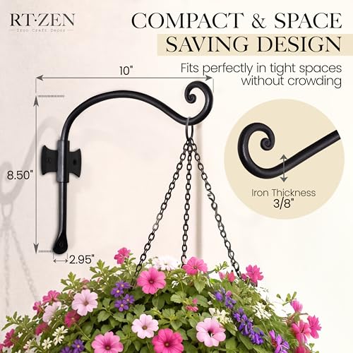 Plant Hangers Outdoor or Indoor Heavy Duty Wall Bracket Hooks (10 Inch / Axe Hooks)