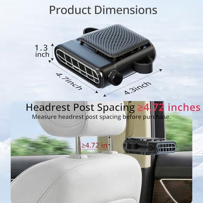 Car Seat Fan with Dual Airflow for Back Cooling & Baby Rear Facing (Black)