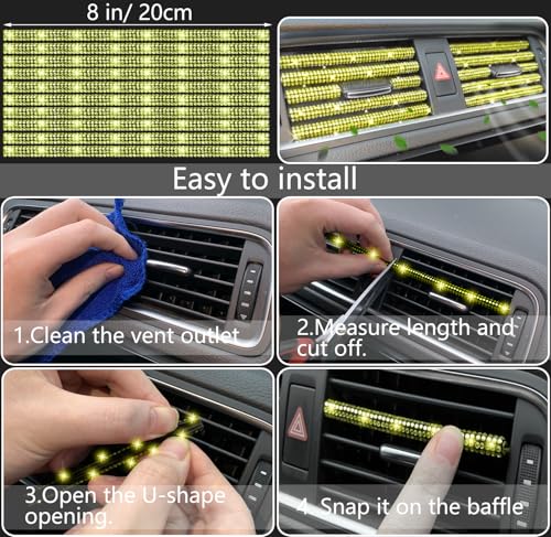 27 PCs Yellow Bling Car Accessories Set for Women (Yellow Diamond)