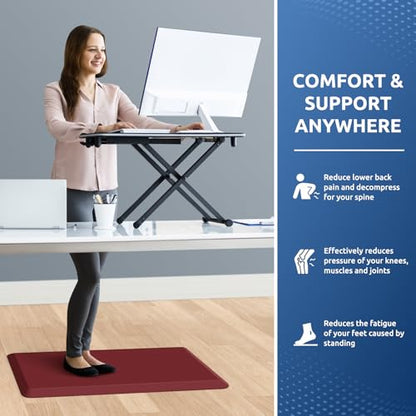 0.8" Thick Kitchen Mat Cushioned Anti Fatigue Rug Comfort Floor Mats (Red / 28"L x 17.3"W x 0.8"Th)