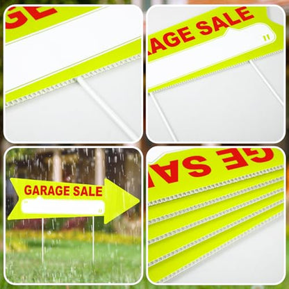 12 Pcs Garage Sale Signs with Stakes Double Sided (Yellow and Red)