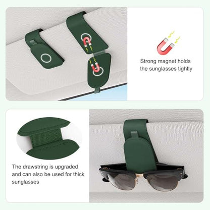 Magnetic Sunglass Holder for Car Visor (Grass Green)