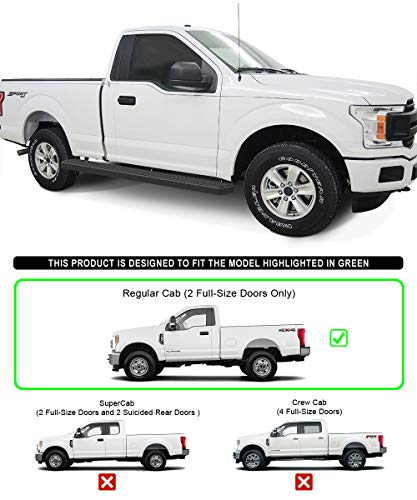 iBoard W2W 6in Running Boards for F150 F250 F350 Regular Cab 6.5ft Bed (Black / 6" W2W 6.5ft Bed)