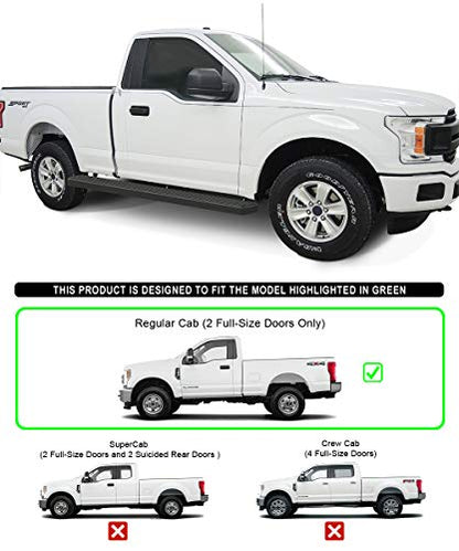 iBoard W2W 6in Running Boards for F150 F250 F350 Regular Cab 6.5ft Bed (Black / 6" W2W 6.5ft Bed)