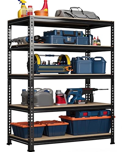 5 Tier Garage Shelves for Storage (27.5" W x 12" D x 59" H)