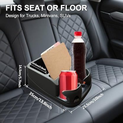 Car Center Console with Adjustable Cup Holders (Black)