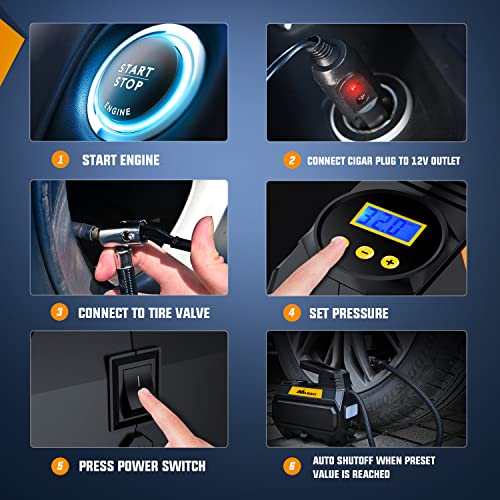 Digital Tire Inflator Air Compressor Portable Pump w (Air Compressor Pump With Digital Gauge)