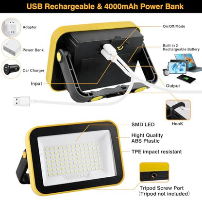 2 Pack USB Rechargeable LED Work Lights (Black (2 Pack))