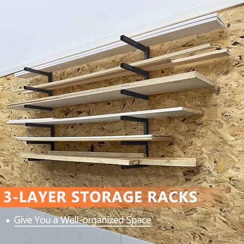 Wood Storage Racks with 3 Level (Black-4 Pack)