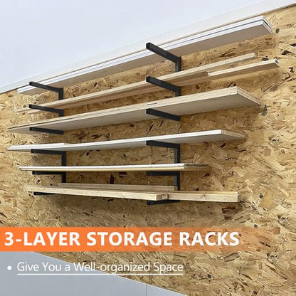 Wood Storage Racks with 3 Level (Black-4 Pack)