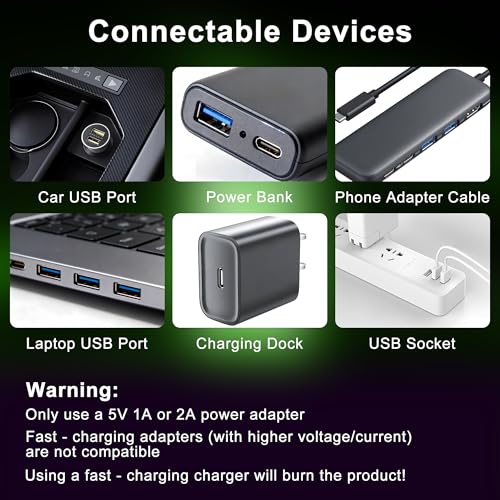 2 Packs USB Light for Car (2pcs(green))