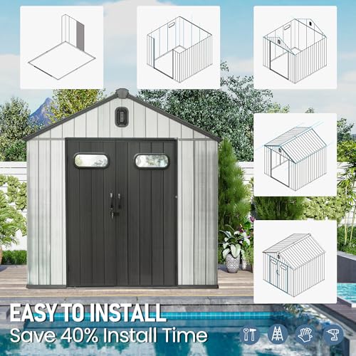 Domi 8x6 FT Resin Outdoor Storage Shed (8x6FT)