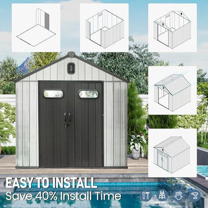 Domi 8x6 FT Resin Outdoor Storage Shed (8x6FT)