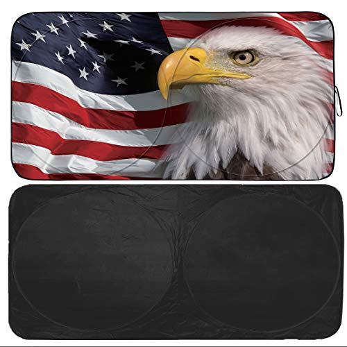Windshield Sun Shade for Car Front Window Cover Sunshades Visor Automotive Sun Shield for Full (US Flag / Large)