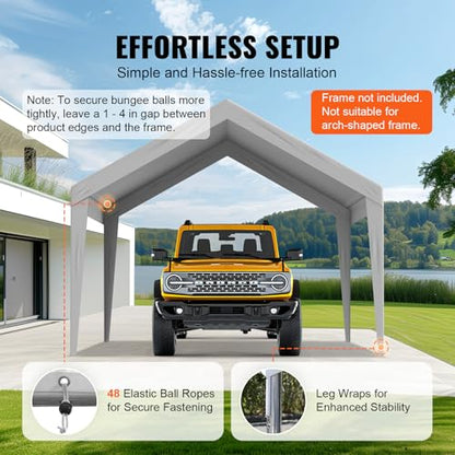 Carport Replacement Canopy Cover 12 x 20 ft (Gray / 12x20ft)