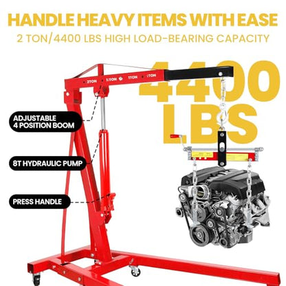 Engine Hoist Cherry Picker with Leveler (Red)