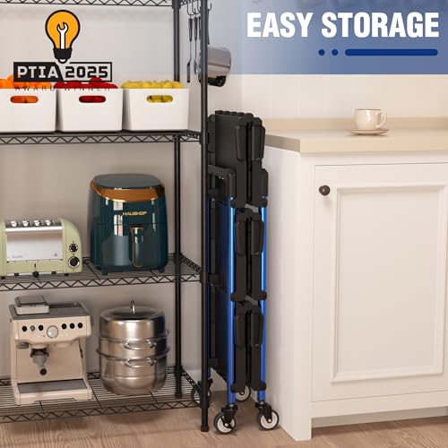 3 Tier Collapsible Utility Cart (Black/Glossy Blue)