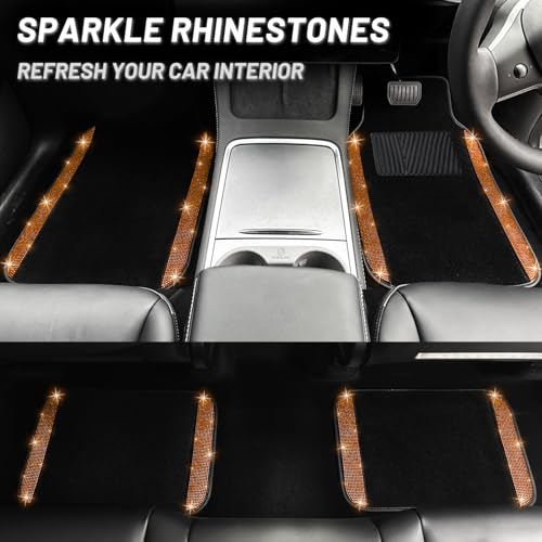 Bling Car Floor Mats Full Set (Orange Diamond / Car Floor Mats (4 Pieces))