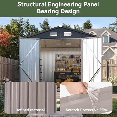 8x6 FT Shed Outdoor Storage Shed (Brown / 8'x6')