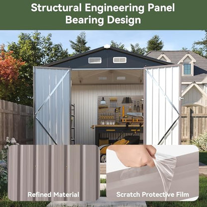 8x6 FT Shed Outdoor Storage Shed (Brown / 8'x6')