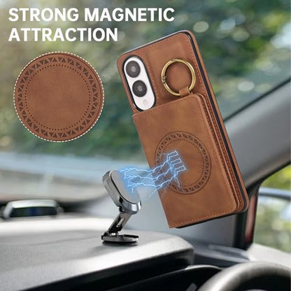 Compatible with Samsung Galaxy S25 Edge Wallet Case Screen Protector Crossbody Shoulder Strap Ring Buckle Stand Card Holder Magnetic Car Mount Phone Cover for S25Edge 25S S 25 25Edge Women Men Brown (Brown / for S25 edge)