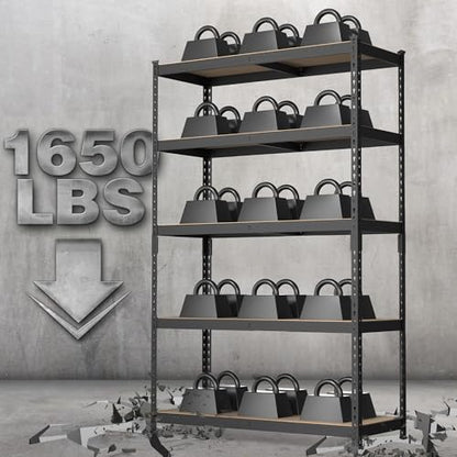 Shelving with MDF Board (Black / 35.3"W x 17.5"D x 72"H)