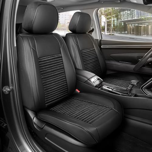 Curated Wicker Leather Seat Covers for Cars & SUVs (Black (Wicker) / Front Seats)