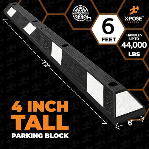72" Heavy Duty Rubber Parking Stopper (White Parking Stoppers / 72 Inch)