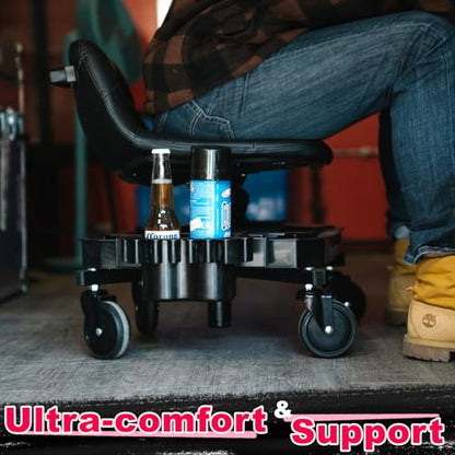 Rolling Stool with Wheels (Pink)