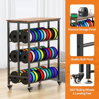 3D Printer Filament Cart (4-Tier Double-Row Rack)