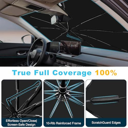 Windshield Sun Shade Umbrella Compatible with Toyota Tacoma 2016 (For Toyota Tacoma 2016+)