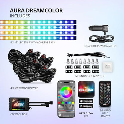Aura DreamColor RGBIC Interior Car Lights with App & Remote (4 PCS Single Row)