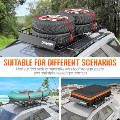64 x 39’’ Roof Rack Cargo Basket Rooftop Cargo Carrier with Net (64"roof with net)