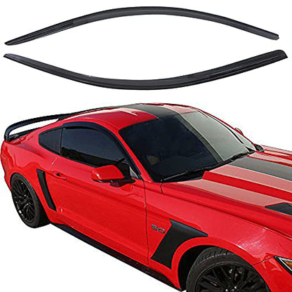 Window Visors Rain Guards for 2015 (15-22 Ford Mustang (Dark Smoke))