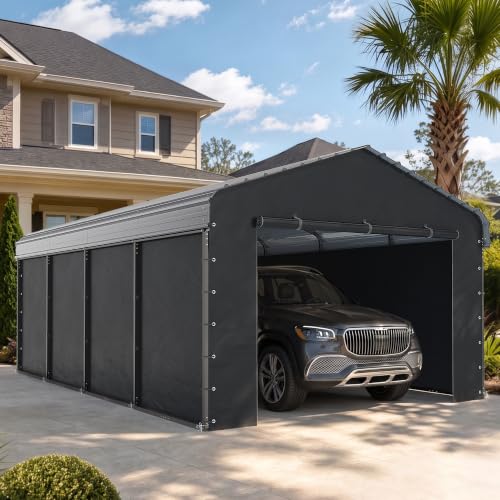12x20 Carport (Grey with sidewalls / 12x20ft)