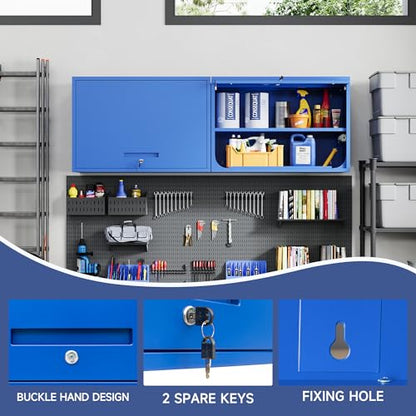 Metal Wall Cabinet with Locking Door and Shelf (21.65"H / Blue)