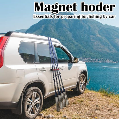 2 Pcs Magnetic Fishing Rod Holder for Car Fishing Pole Rack Vertical Rod Storage Holders for Truck Bed Boat Wall Garage Door (Red / 4 Rods)