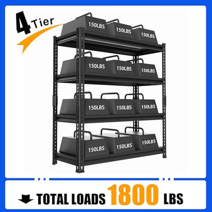 48" W Garage Shelving Heavy Duty (Black / 48"W×16"D×72"H)