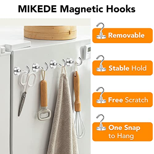 Magnetic Hooks 50Lbs+ Heavy Duty Magnet Hook for Cruise Cabins (Silver / 4Pack-50LB)