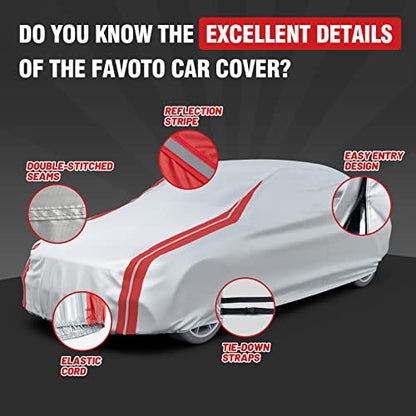 Car Cover Waterproof Custom Fit for Dodge Challenger (Sliver＆Red / Custom Fit Challenger)