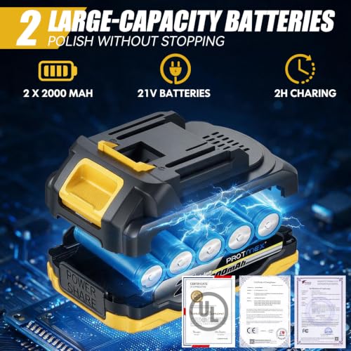 Cordless Car Buffer Polisher w (Yellow)