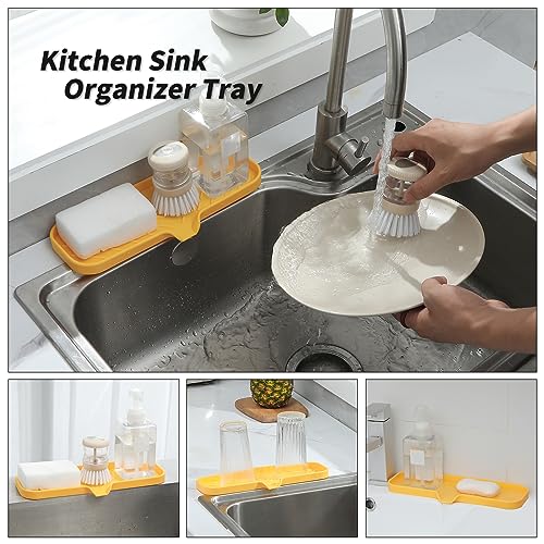 Silicone Soap Dish with Drain Spout (Yellow / L(12"×4"))