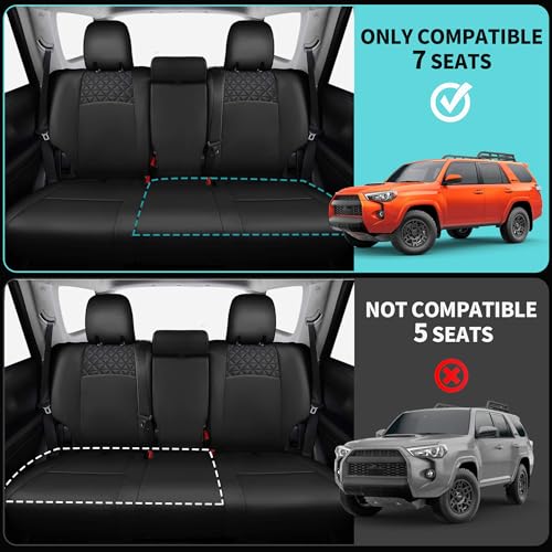 Seat Covers for Toyota 4Runner 2011 (2011-2024 3-ROW,7 seats MODEL ONLY / BLACKRED)