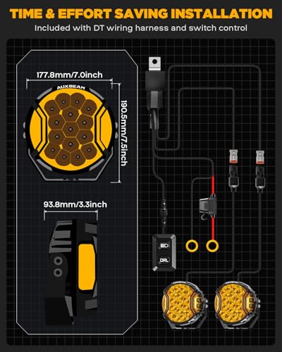 V Ultra Series 7 Inch Side Shooter Offroad Lights Round Amber Pods (7-inch, Amber)