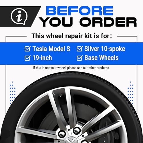 Premium Tesla Wheel Curb Rash Repair Kit for Model S 19 (Tesla Model S / 19" Silver Base)