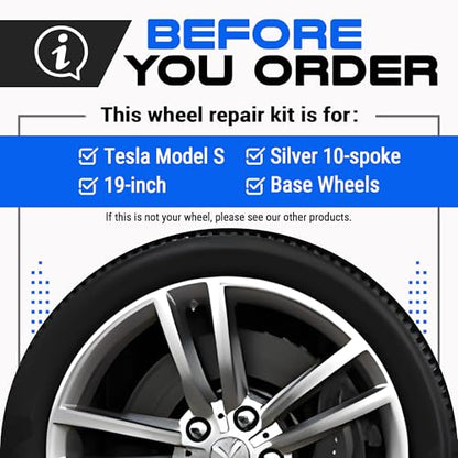 Premium Tesla Wheel Curb Rash Repair Kit for Model S 19 (Tesla Model S / 19" Silver Base)
