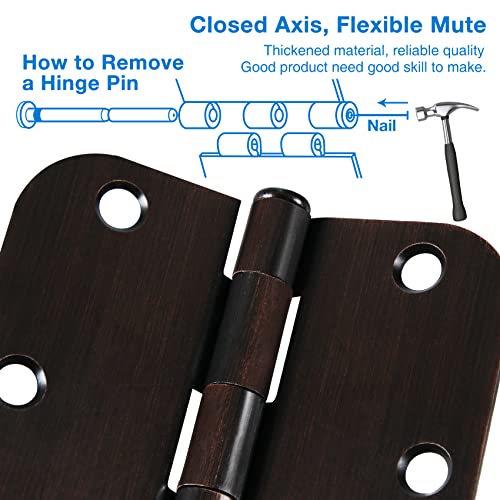 Rounded Door Hinges 3.5" x 3 1 (Oil Rubbed Bronze-Rounded / 18 Pack)